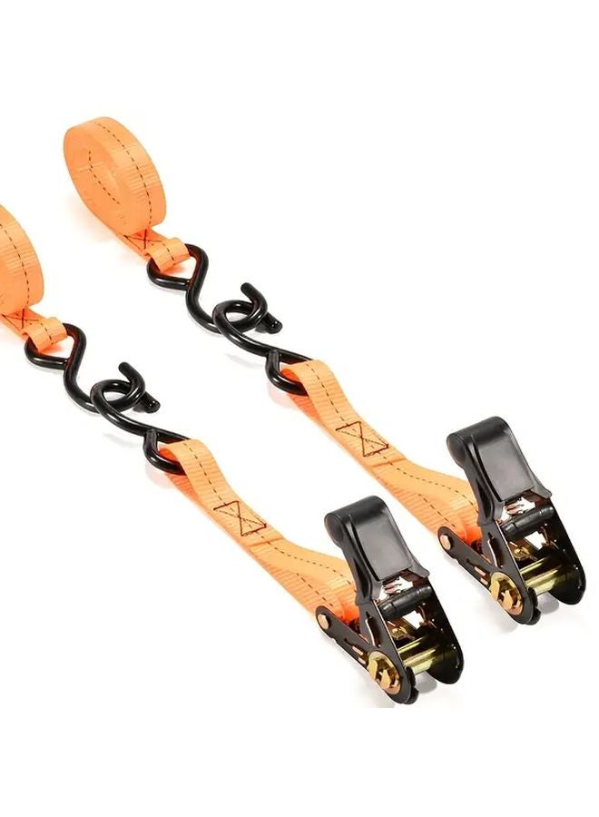 Orange Ratchet Tie Down Straps 8M 26 24FT Cargo Truck Motorcycle Luggage Fastening Belt - Image 5