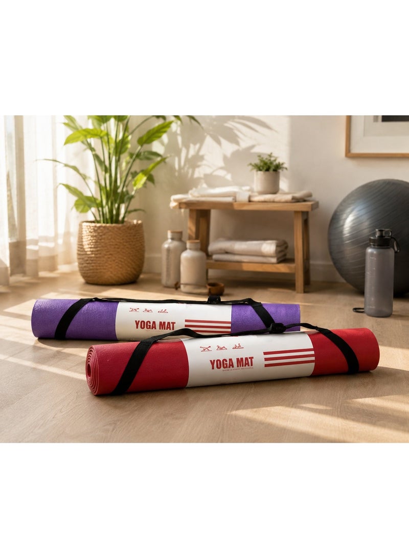Citifit Yoga Mat 4mm Assorted Colours I Red I Blue I Purple I Lightweight Non-Slip Mat for Yoga, Pilates & Core Exercises. - Image 1