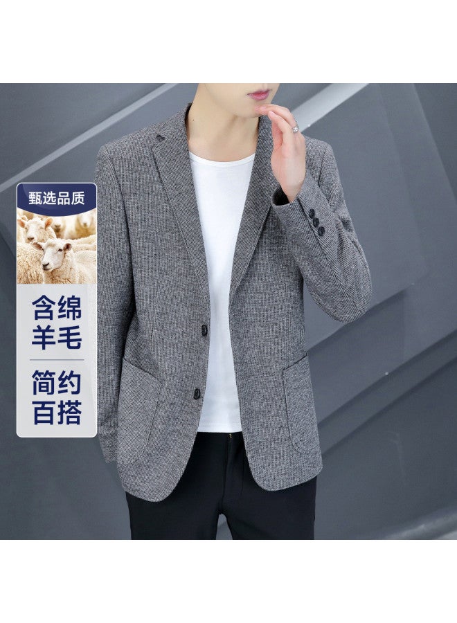 Fapai Contains Wool] Spring And Autumn Lightweight Simple Versatile Casual Single-breasted Jacket Comfortable Suit Men's Suit - Image 2
