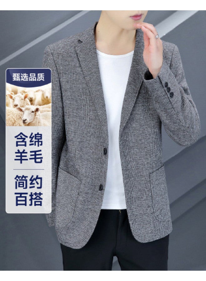 Fapai Contains Wool] Spring And Autumn Lightweight Simple Versatile Casual Single-breasted Jacket Comfortable Suit Men's Suit - Image 1