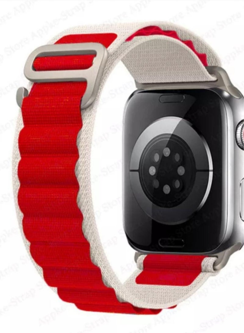 Replacement band for Apple Watch  white and red color  size 49