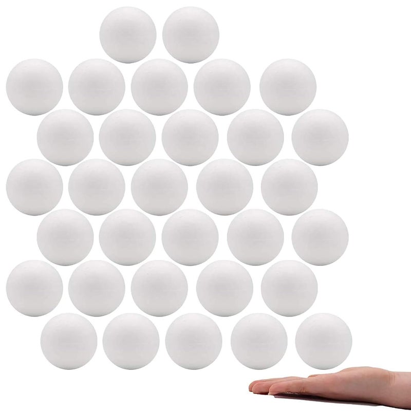 Crafare 2 Inch Foam Balls for Crafts White Polystyrene Craft Foam Balls 32Pack for Art Household School Projects Party Decoration - Image 2