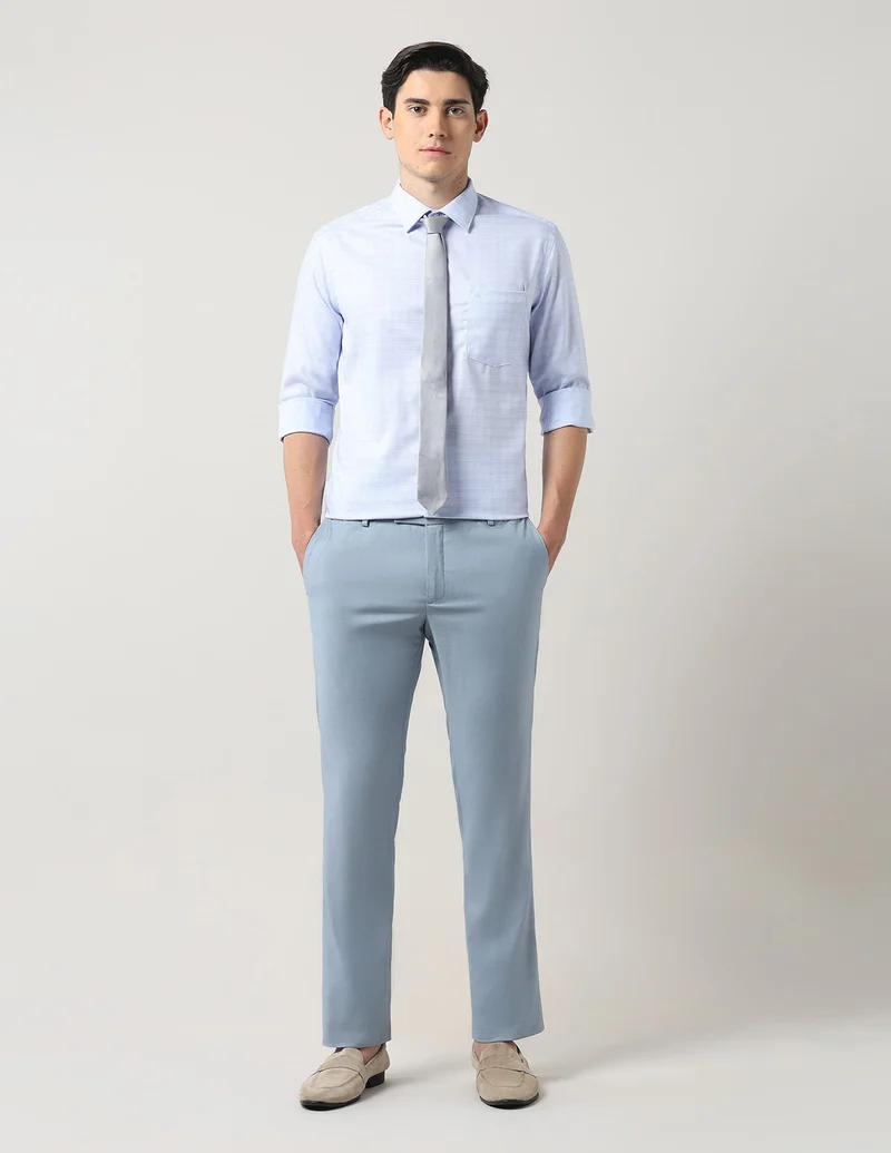 Arrow Light Blue Dobby Graph Checked Autopress Shirt for Men | Best Price UAE