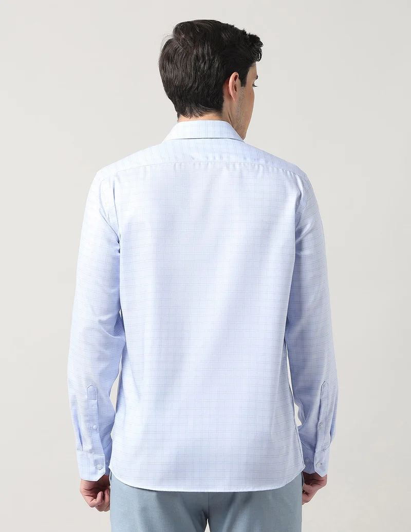 Arrow Light Blue Dobby Graph Checked Autopress Shirt for Men | Best Price UAE