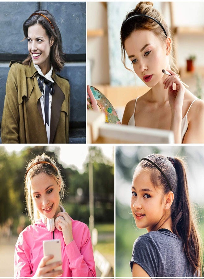 وهاواي 6 Pieces Plastic Headbands with Teeth, Fashion Skinny DIY Hair Bands Non Slip, Hair Accessories for Women Girls 8 mm(Multi-color) - Image 5