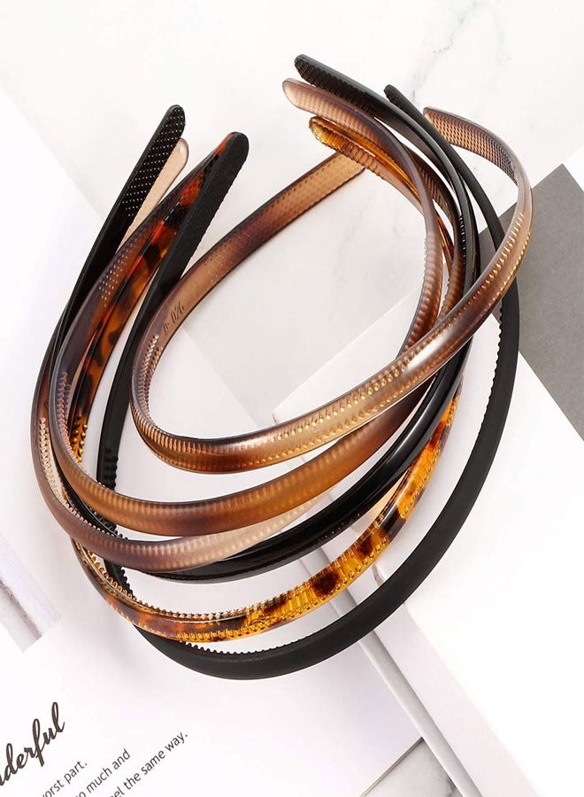 وهاواي 6 Pieces Plastic Headbands with Teeth, Fashion Skinny DIY Hair Bands Non Slip, Hair Accessories for Women Girls 8 mm(Multi-color) - Image 3