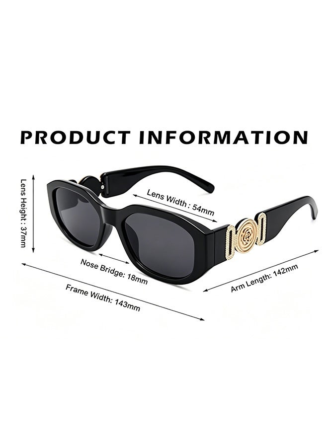 GD 2 Pcs Retro Cat Eye Sunglasses with Gold Decor Trendy Rectangle Sunglasses Small Frame Sunglasses for Women Streetwear Parties Daily Wear Photoshoots and Gifts (Black/White) - Image 2
