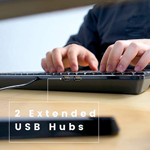 Perixx PERIBOARD220H Wired Compact USB Keyboard with 2 Hubs Buildin Numeric Keypad Black US English - Image 3