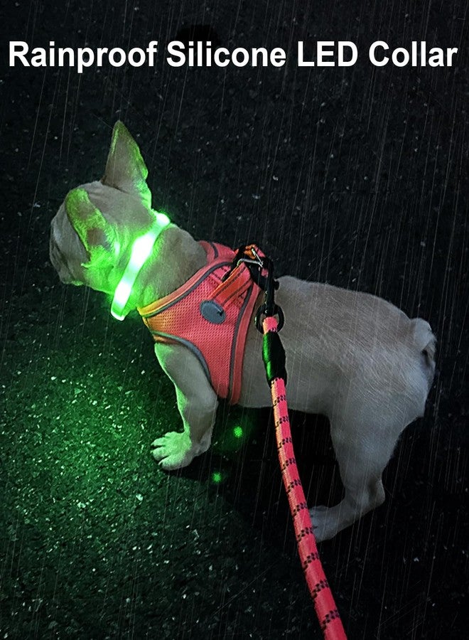 Joytale Light Up Dog Collar, Rainproof and Rechargeable LED, 9 Flashing Modes, Glow for Night Walking, Cuttable Soft Silicone Collar for Small and Medium Dogs, 17.7 Inch - Image 2