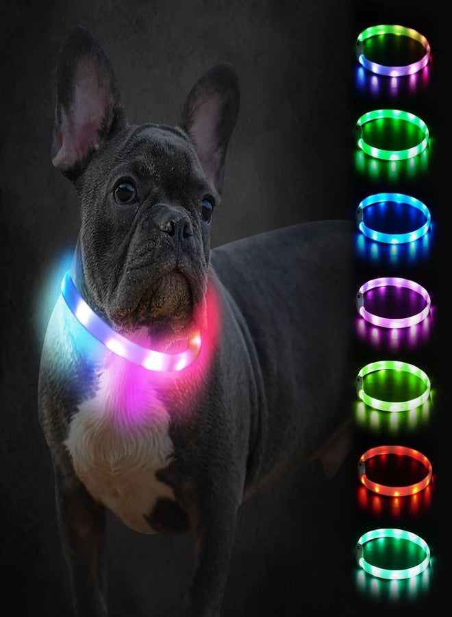 Joytale Light Up Dog Collar, Rainproof and Rechargeable LED, 9 Flashing Modes, Glow for Night Walking, Cuttable Soft Silicone Collar for Small and Medium Dogs, 17.7 Inch - Image 1