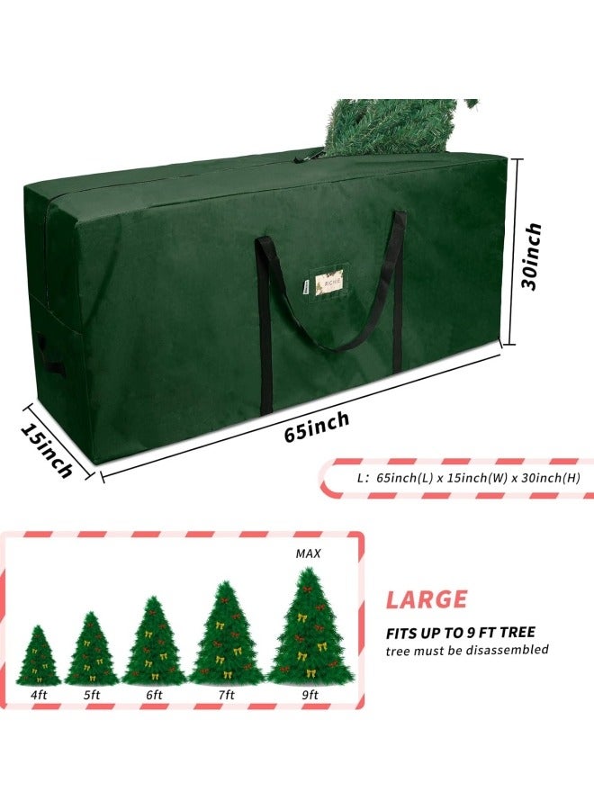 GGEROU حقيبة تخزين شجرة عيد الميلاد الكبيرة جداً بطول 9 أقدام مع مقابض معززة وسحابات مزدوجة لفتح واسع باللون الأخضر - Image 2