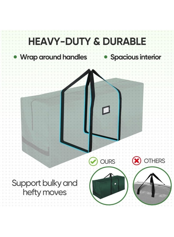 GGEROU حقيبة تخزين شجرة عيد الميلاد الكبيرة جداً بطول 9 أقدام مع مقابض معززة وسحابات مزدوجة لفتح واسع باللون الأخضر - Image 4