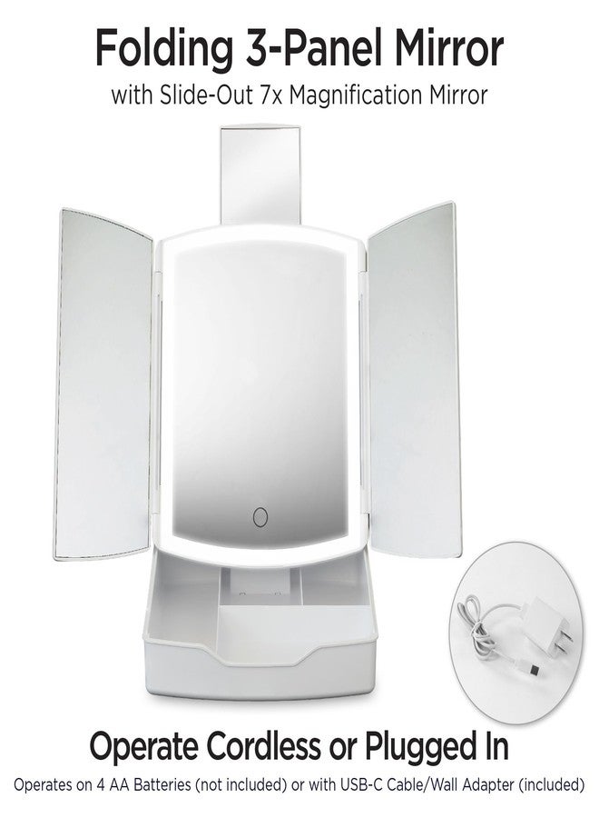 iHome Vanity Mirror with Lights and Makeup Organizer, Travel Mirror with Three Color Light Modes (iCVS30) - Image 3