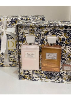 Miss Dior set consisting of lotion, shower gel, and a 5 ml sample