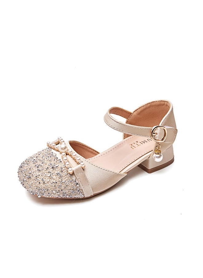 Girls' Korean-style Crystal Princess Shoes  Spring And Autumn New Model Single Shoes With Sequins, Soft Sole Baby Rhinestone Shoes, Performance Leather Shoes