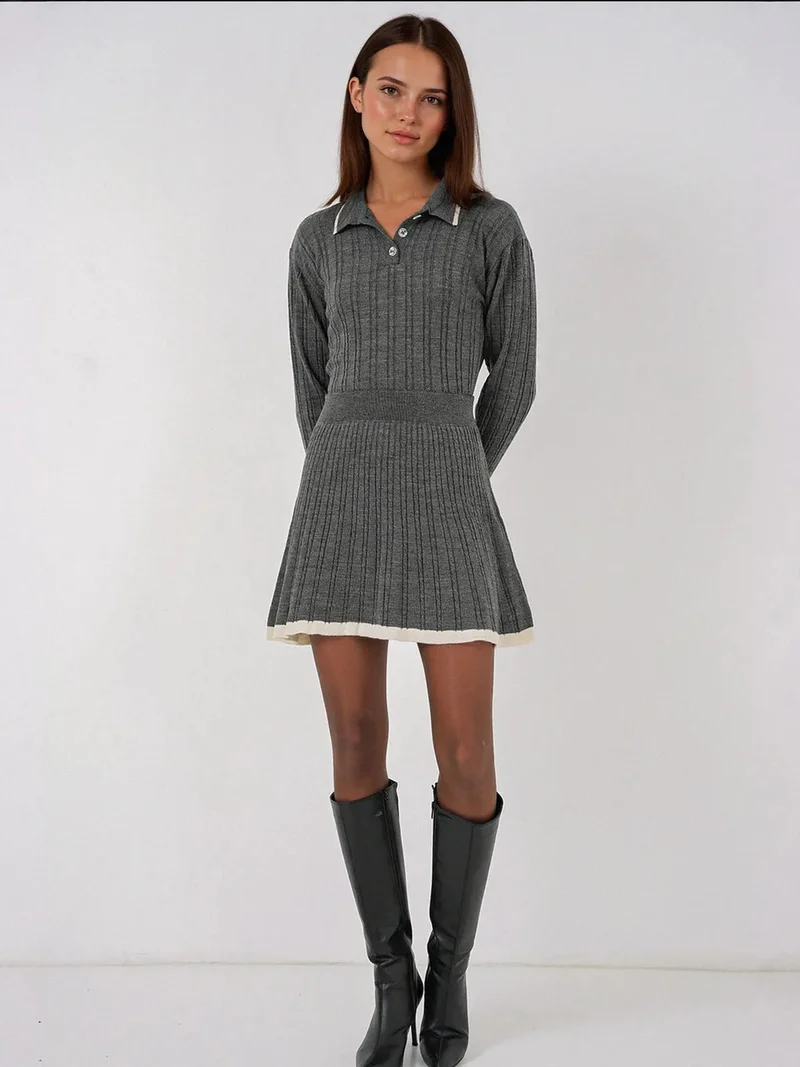 BIG DART BDART Polo Collar Textured Knit Co-Ord Set