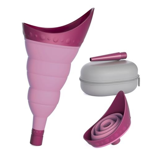 TRIPTIPS Pee Conch Foldable Female Urinal Device Portable Urinal for Women Pee Funnel for Women Travel, She Pee Cup for Women Stand to Pee Womens Urinal Funnel with Tube Case (D-Purple) - Image 1
