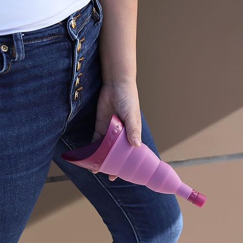 TRIPTIPS Pee Conch Foldable Female Urinal Device Portable Urinal for Women Pee Funnel for Women Travel, She Pee Cup for Women Stand to Pee Womens Urinal Funnel with Tube Case (D-Purple) - Image 5