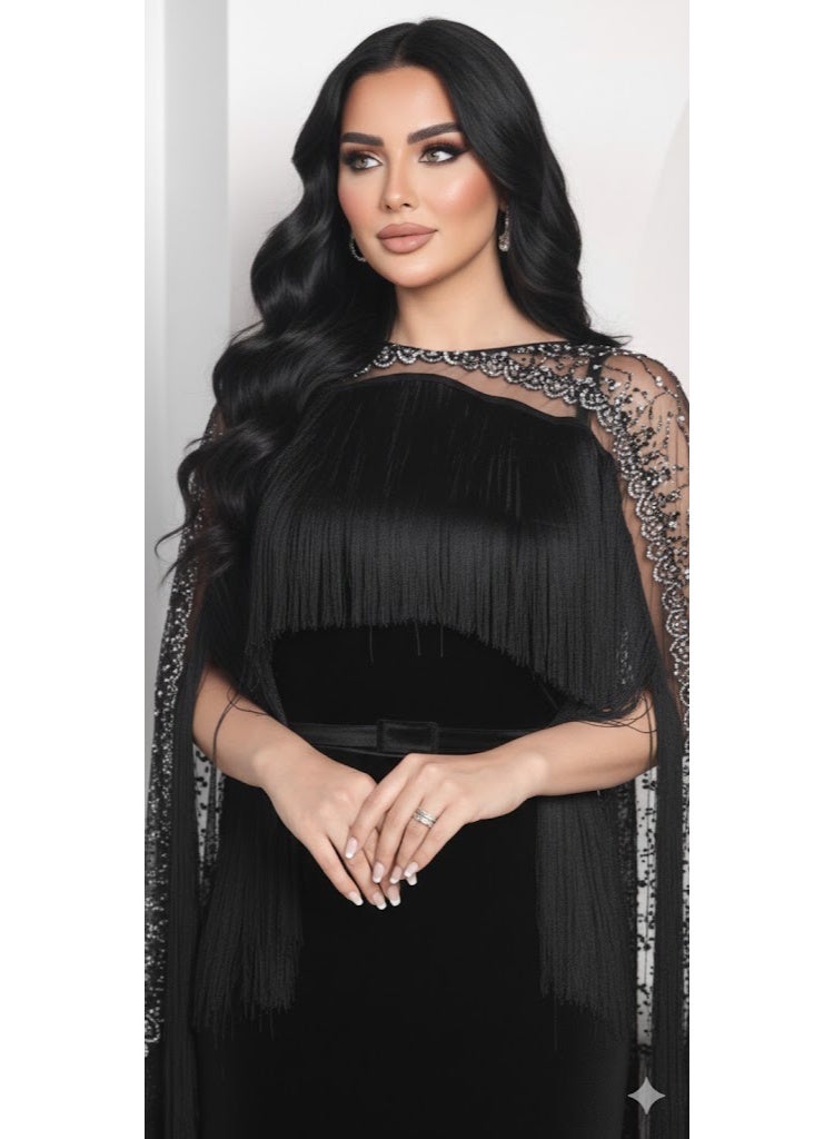 FULL JOY Sophisticated Black Velvet Evening Combines Luxury and Femininity in one captivating look. Modern Dress. - Image 5