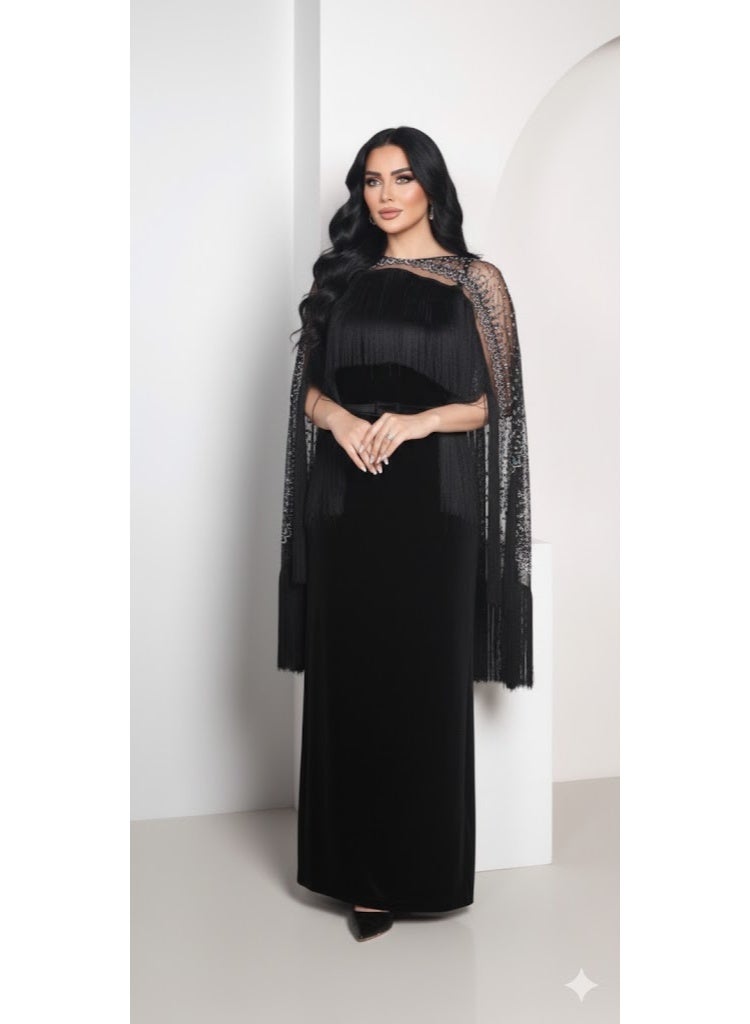 FULL JOY Sophisticated Black Velvet Evening Combines Luxury and Femininity in one captivating look. Modern Dress. - Image 1