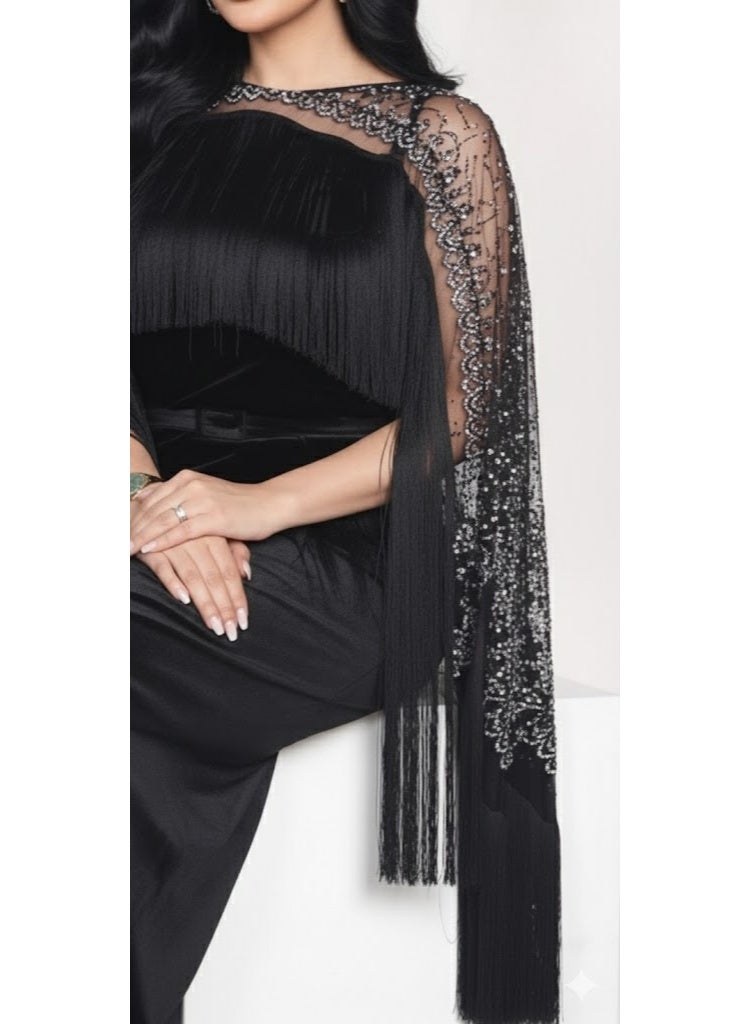 FULL JOY Sophisticated Black Velvet Evening Combines Luxury and Femininity in one captivating look. Modern Dress. - Image 4