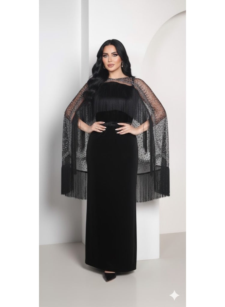 FULL JOY Sophisticated Black Velvet Evening Combines Luxury and Femininity in one captivating look. Modern Dress. - Image 2