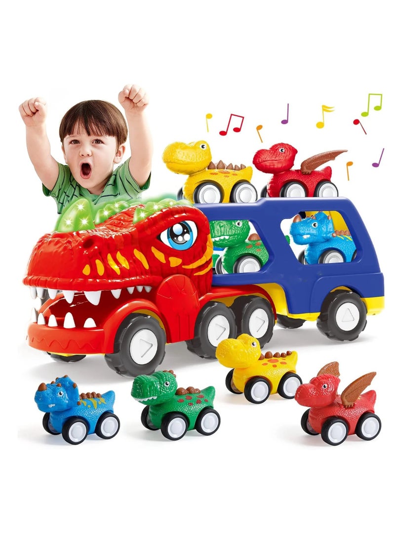 Monster Truck Toys for 2-5 Year Olds, 5-Piece Dinosaur Toys for Age 2-6, Pull Back Cars for Toddlers & Girls, Birthday Gifts  - Image 1