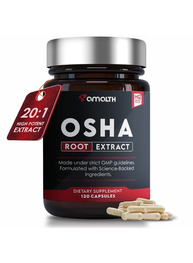 AMALTH OSHA Root 15:1 Extract, 120 Vegan Capsules, Concentrated and Standardized 15X Extract, 100% Vegetarian, Ligusticum porteri, All-Natural and Non-GMO - Image 1