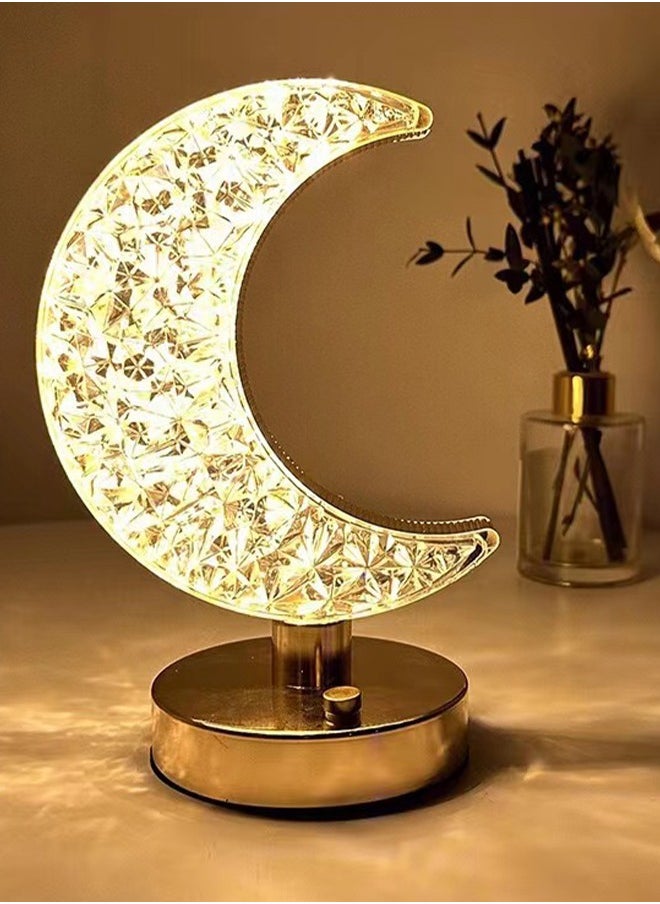 ADDFiT - Crystal Table Lighting In The Shape Of Ramadan Crescent Gold - Image 1