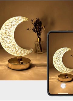 آد فيت اضاءة طاولة كريستال على شكل هلال رمضان ذهبي  - Image 3