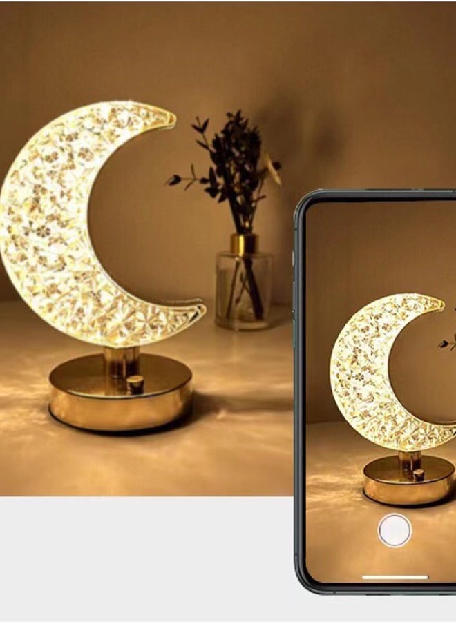 ADDFiT - Crystal Table Lighting In The Shape Of Ramadan Crescent Gold - Image 1