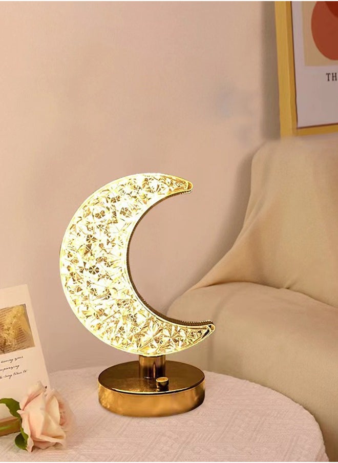 ADDFiT - Crystal Table Lighting In The Shape Of Ramadan Crescent Gold - Image 1