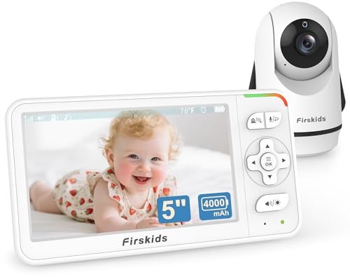 Firskids 5 Baby Monitor with Camera and Audio No WiFi Travel Baby Monitor Pan Tilt Zoom Baby Camera Monitor with 2Way Talk 32H Battery Room Temp Sensor IR Night Vision ECO Mode1000ft Range - Image 1