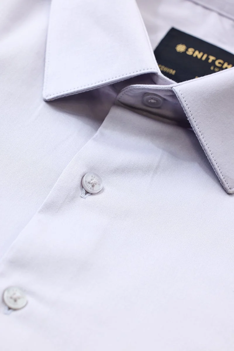 سنيتش Light Grey Solid Long Sleeve Slim Fit Formal Luxe Shirt