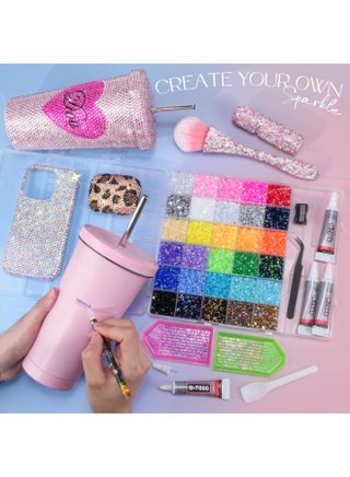 40000 Pcs Resin Jelly Rhinestones Kit, 30 Colors 3mm Flatback Rhinestones with 4 Pcs B7000 Jewelry Glue & Tools, All-in-One Bedazzling Kit for DIY Arts & Crafts Gifts - view 4