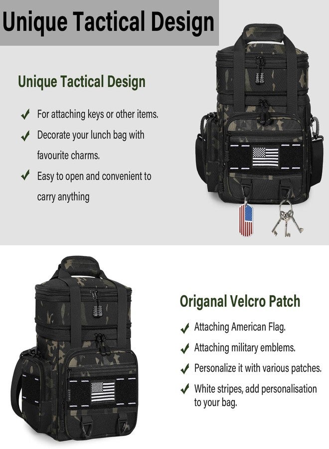 TENKIST Expandable Tactical Lunch Box, Large Insulated Lunch Cooler Bag Heavy Duty Leakproof Lunch Pail for Men Adults Work Office Outdoor Picnic Trips,16L,Black-Camo - Image 3