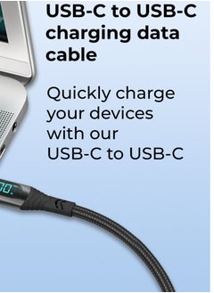glassology USB C to C 1.2 Meter LED Current Voltage Display 3A USB Fast Charging Braided Black  - Image 4