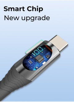 glassology USB C to C 1.2 Meter LED Current Voltage Display 3A USB Fast Charging Braided Black  - Image 3