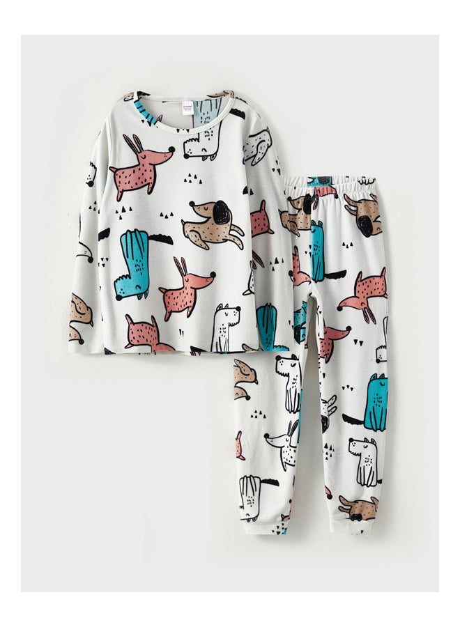 LC WAIKIKI Crew Neck Printed Long Sleeve Girl's Pajamas Set - Image 1