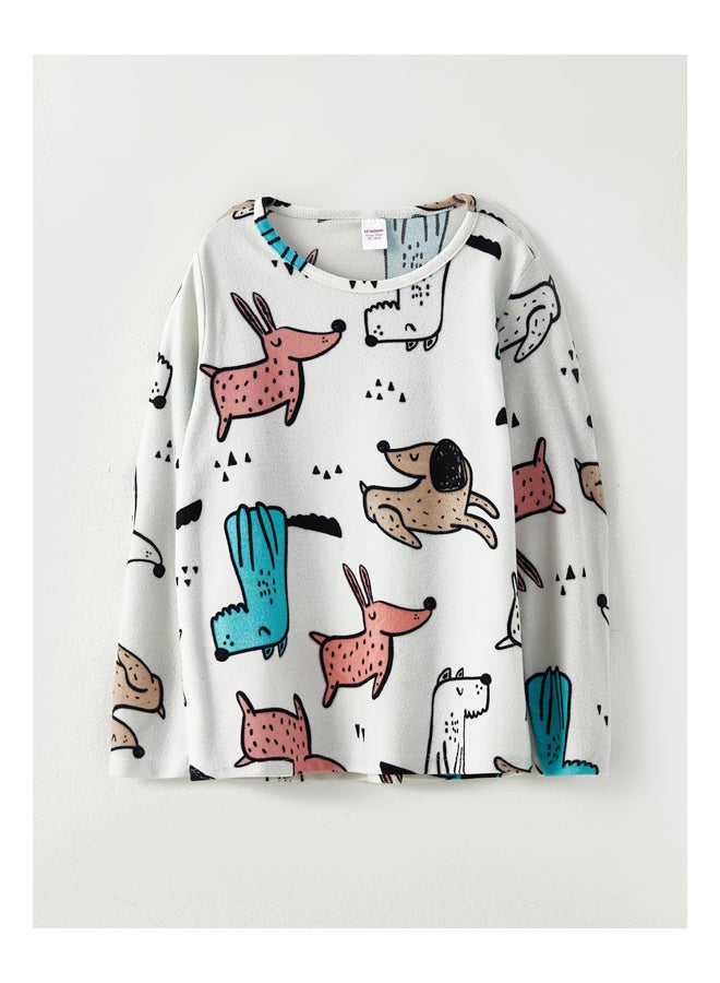 LC WAIKIKI Crew Neck Printed Long Sleeve Girl's Pajamas Set - Image 2