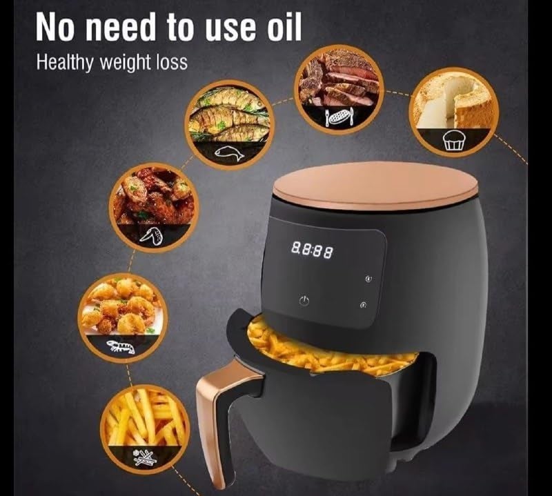 MVM Enterprise Digital Air Fryer for Home with Touch Panel Preset 1500W Electric Air Fryer with Hot Air Circulation Touch Screen Uses black colour 1 pcs - Image 2