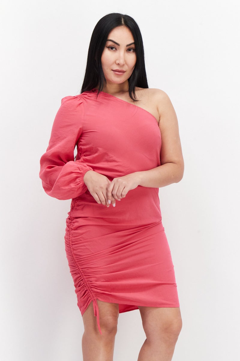 Reserved Women One Sleeve Mini Party Dress, Pink - Image 1