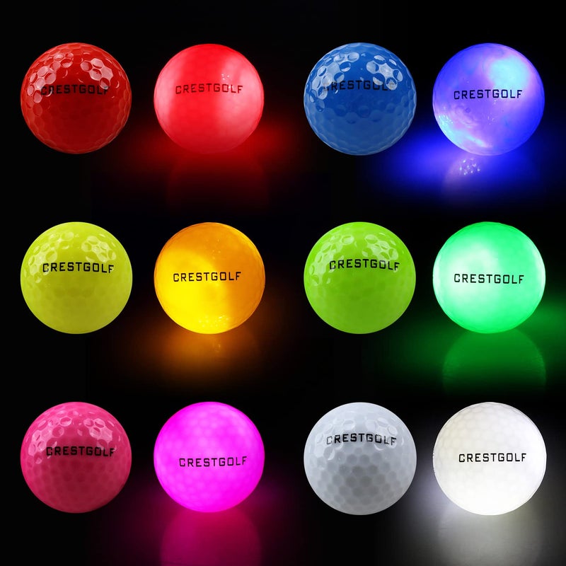 Crestgolf 4 Built-in Lights Glow Golf Balls with 12-Minute Reset Timer | 300-hr Lighting Time Glow in The Dark Golf Balls | 3-Layer Design Light up Water Resistant LED Night Golf Ball - Image 3