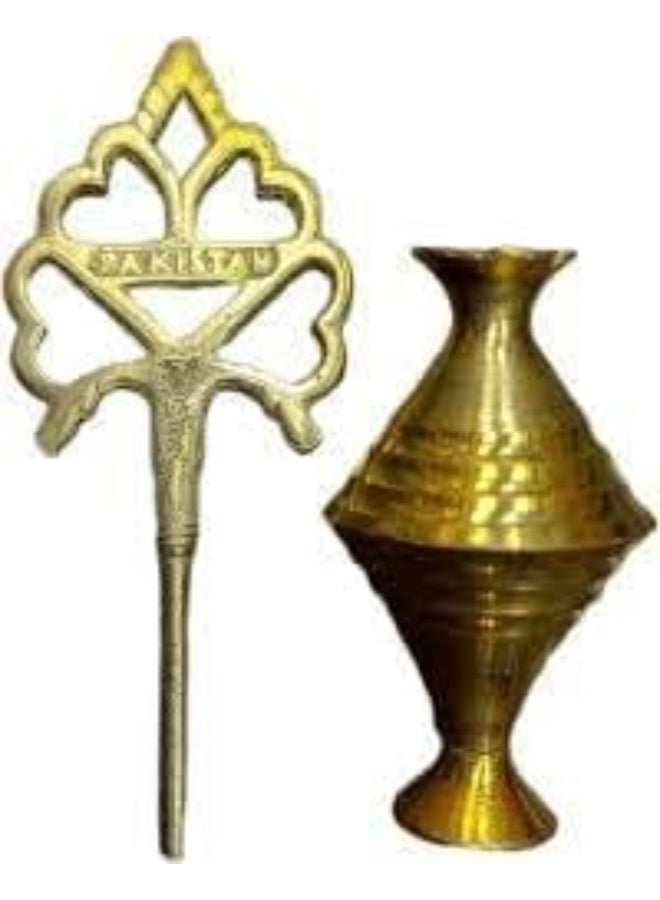 Sunely Brass Surma Dani-  Gold Kohl/Surma Holder with applicator stick | Decorative Ethnic Gift 11cm - Image 3