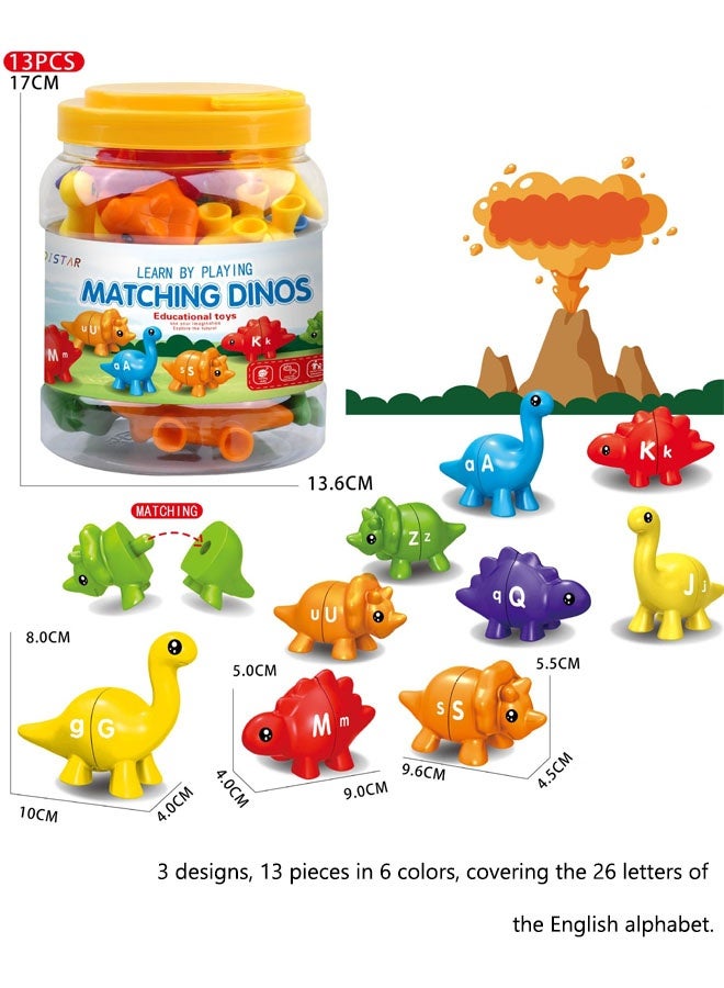Early Education Toy,Educational Learning Toy,Matching Letters Counting Dinosaur Toys with Double-Sided ABC Alphabet Preschool Learning Uppercase Lowercase Sensory Sorting Montessori Toy Sets for Kids Toddler Aged 3+ Years Old - Image 2