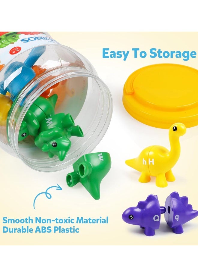 Early Education Toy,Educational Learning Toy,Matching Letters Counting Dinosaur Toys with Double-Sided ABC Alphabet Preschool Learning Uppercase Lowercase Sensory Sorting Montessori Toy Sets for Kids Toddler Aged 3+ Years Old - Image 5