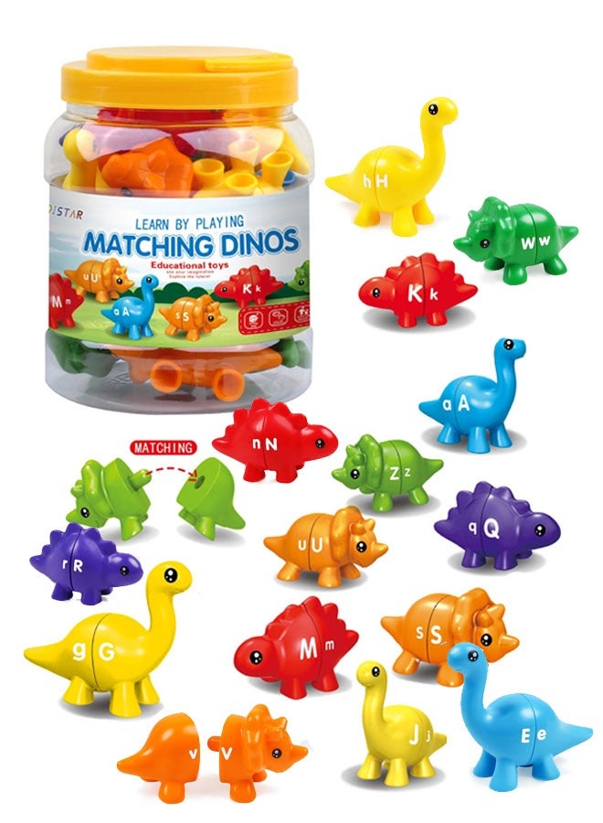 Early Education Toy,Educational Learning Toy,Matching Letters Counting Dinosaur Toys with Double-Sided ABC Alphabet Preschool Learning Uppercase Lowercase Sensory Sorting Montessori Toy Sets for Kids Toddler Aged 3+ Years Old - Image 1