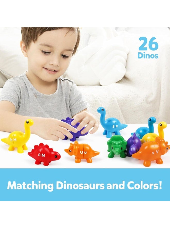 Early Education Toy,Educational Learning Toy,Matching Letters Counting Dinosaur Toys with Double-Sided ABC Alphabet Preschool Learning Uppercase Lowercase Sensory Sorting Montessori Toy Sets for Kids Toddler Aged 3+ Years Old - Image 3