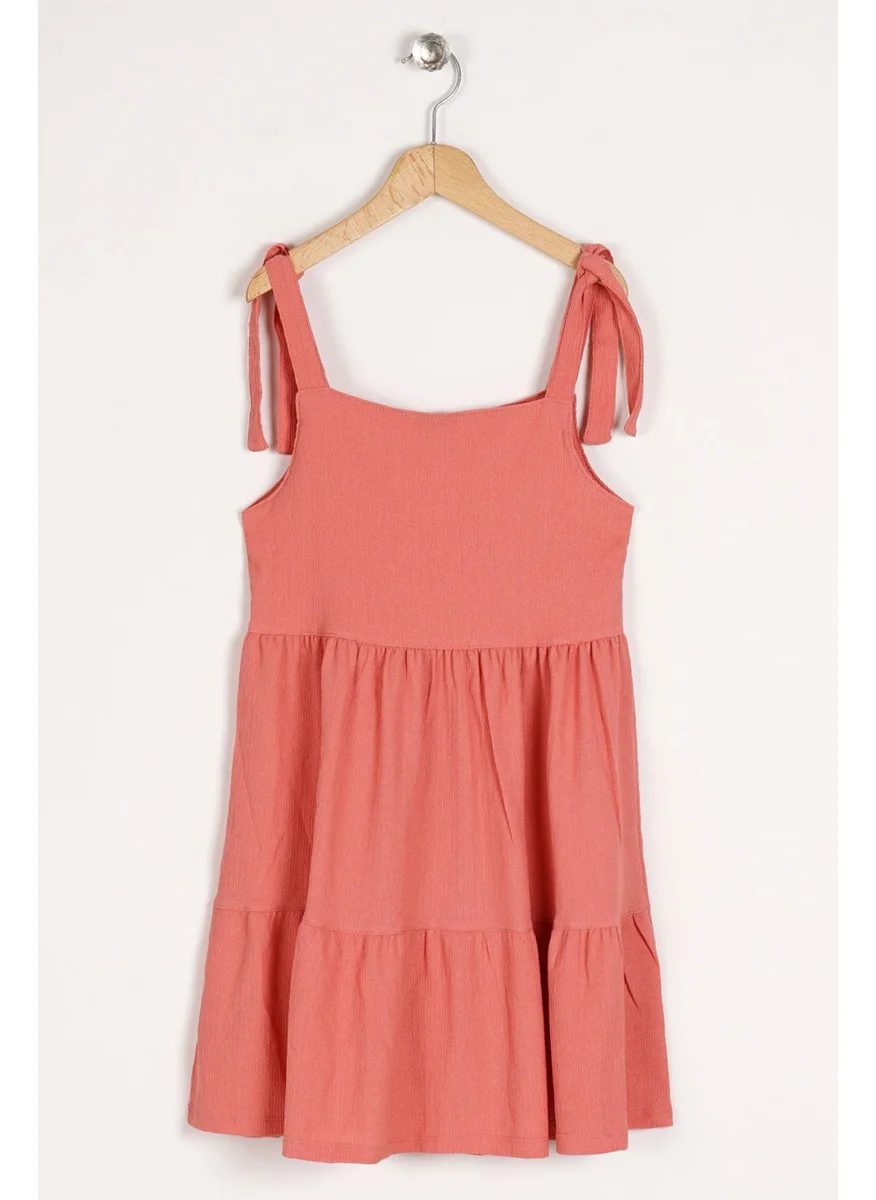 Zepkids Girl's Rose Colored Strap Front Button Detail Dress