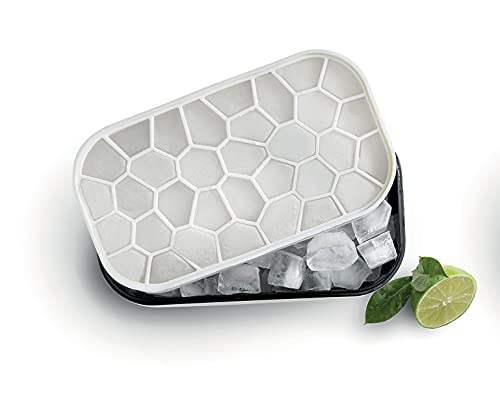 Lku Ice Box  Ice Cube Tray For Freezer With Lid  Bin  Made With 100 Percent Platinum Silicone  Elegant And Retro Style Ice Cubes  For Cocktails Ice Tea  Coffee And More  Black